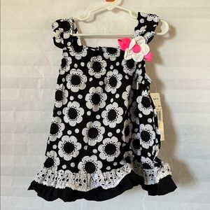 Rare Too Toddler Girls Black White Sundress Size 2T | Sleeveless Summer Dress
